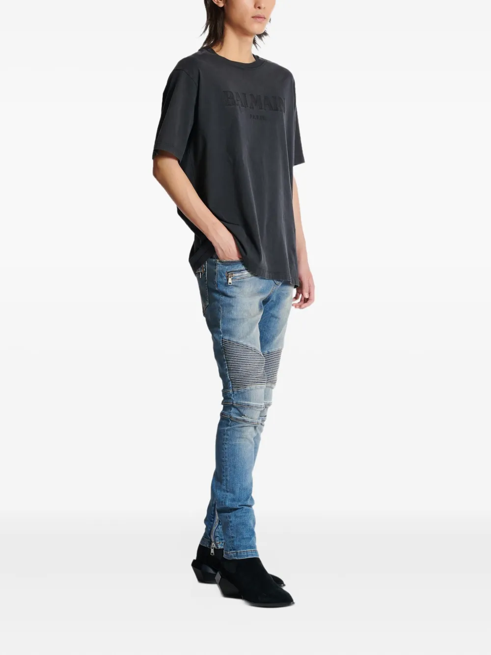 Balmain T-shirt met geborduurd logo Grijs