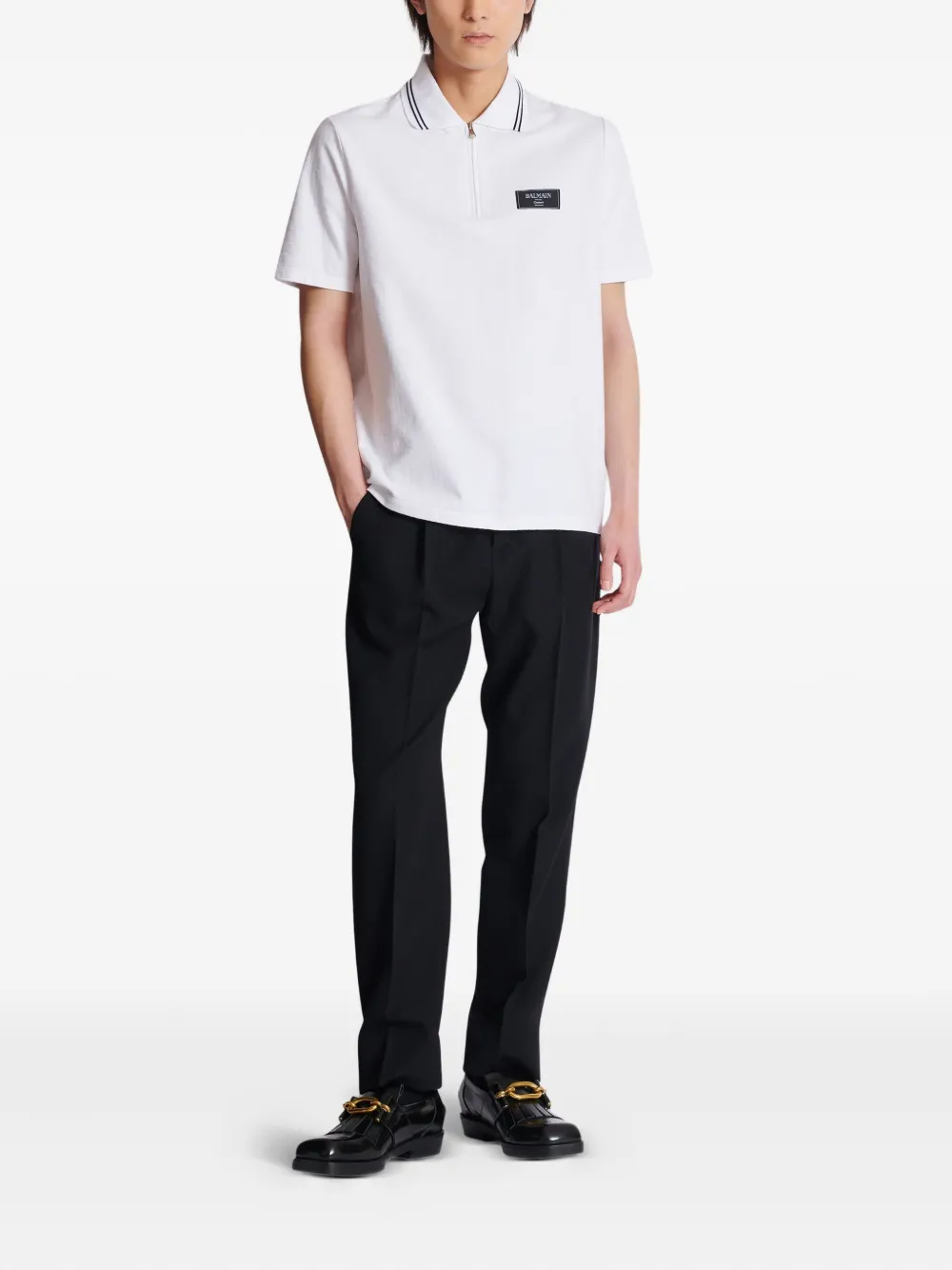 Balmain Poloshirt met monogram Wit