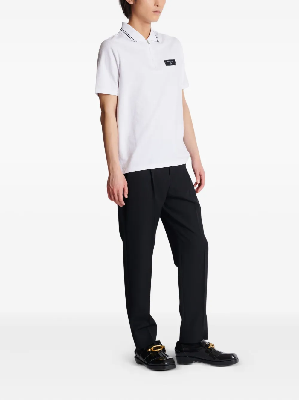 Balmain Poloshirt met monogram Wit