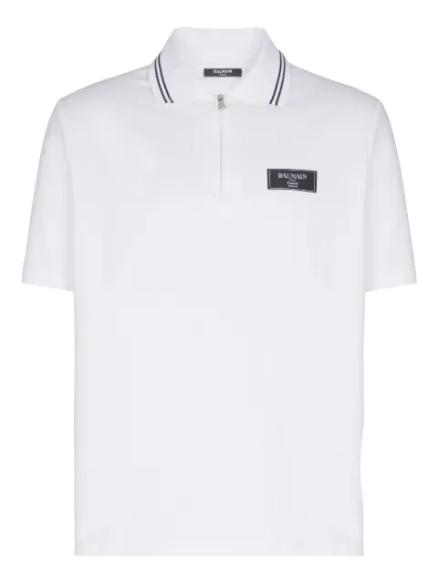 Balmain monogram-pattern polo shirt