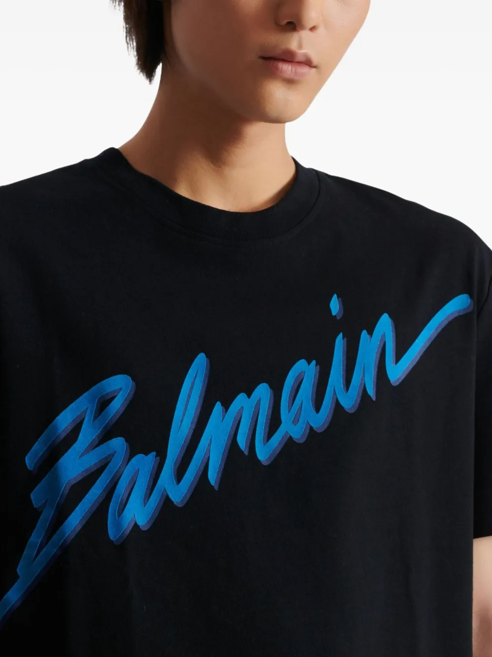 【関税込み】Balmain ブラック ツーカラー ニット Tシャツ Balmainのブラック ツーカラー ニット Tシャツがセール中