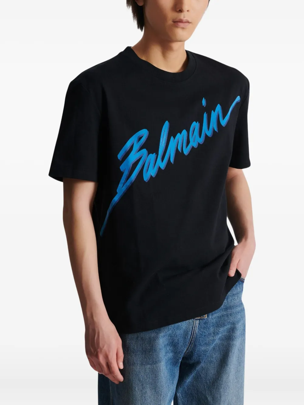 Balmain フロックディテール Tシャツ | ブルー | FARFETCH JP