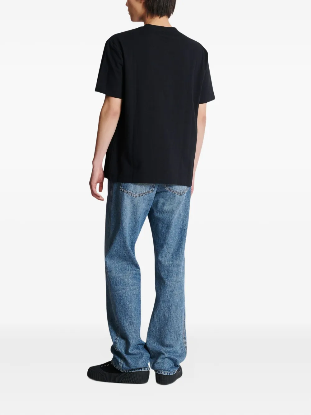 Balmain flocked-finish T-shirt Blauw