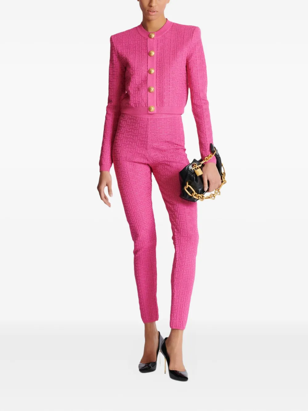Balmain Legging met monogram-print - Roze