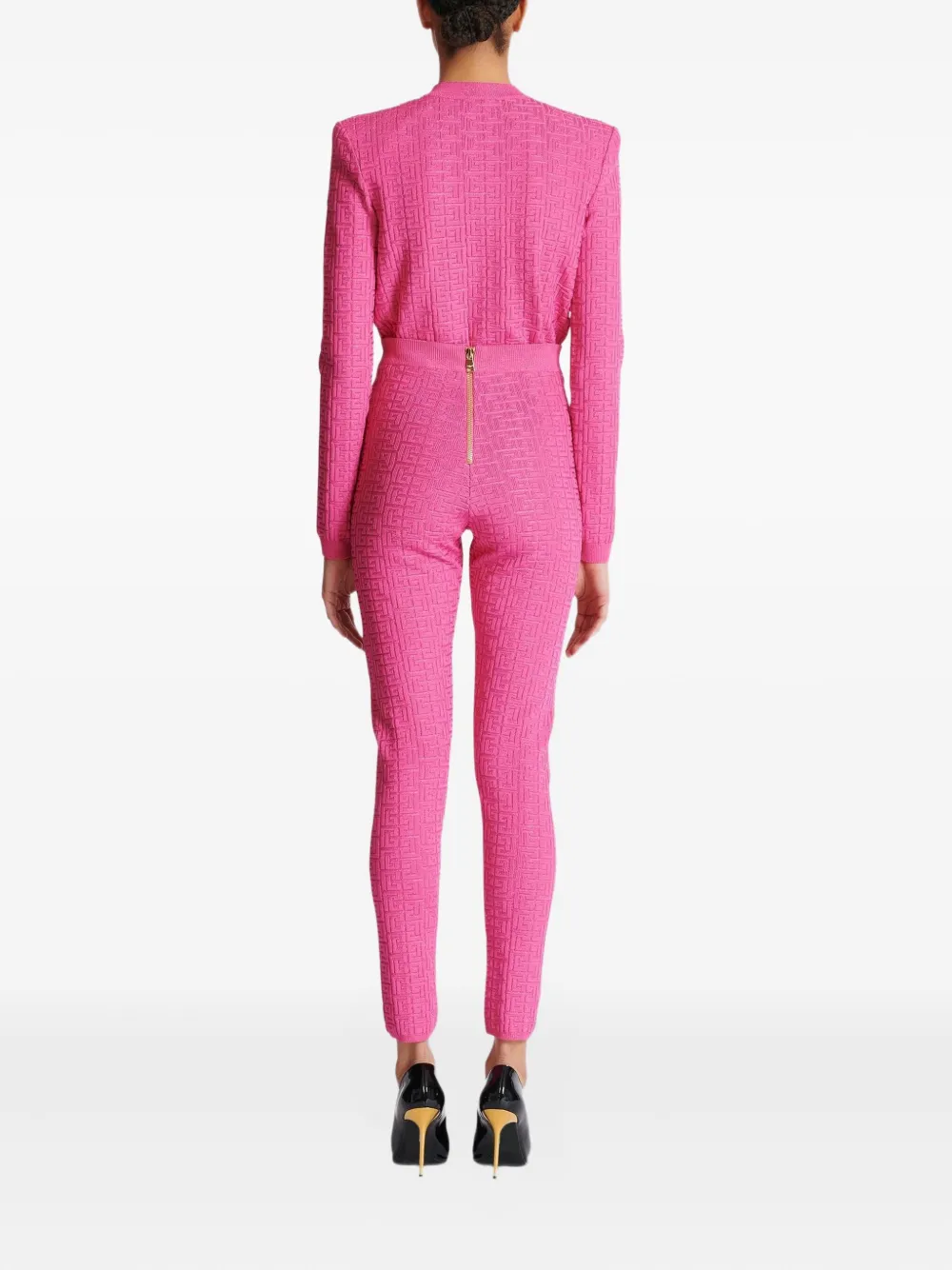 Balmain Legging met monogram-print Roze