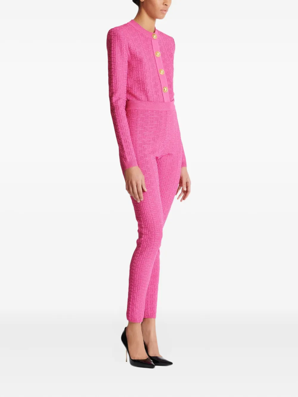 Balmain Legging met monogram-print Roze