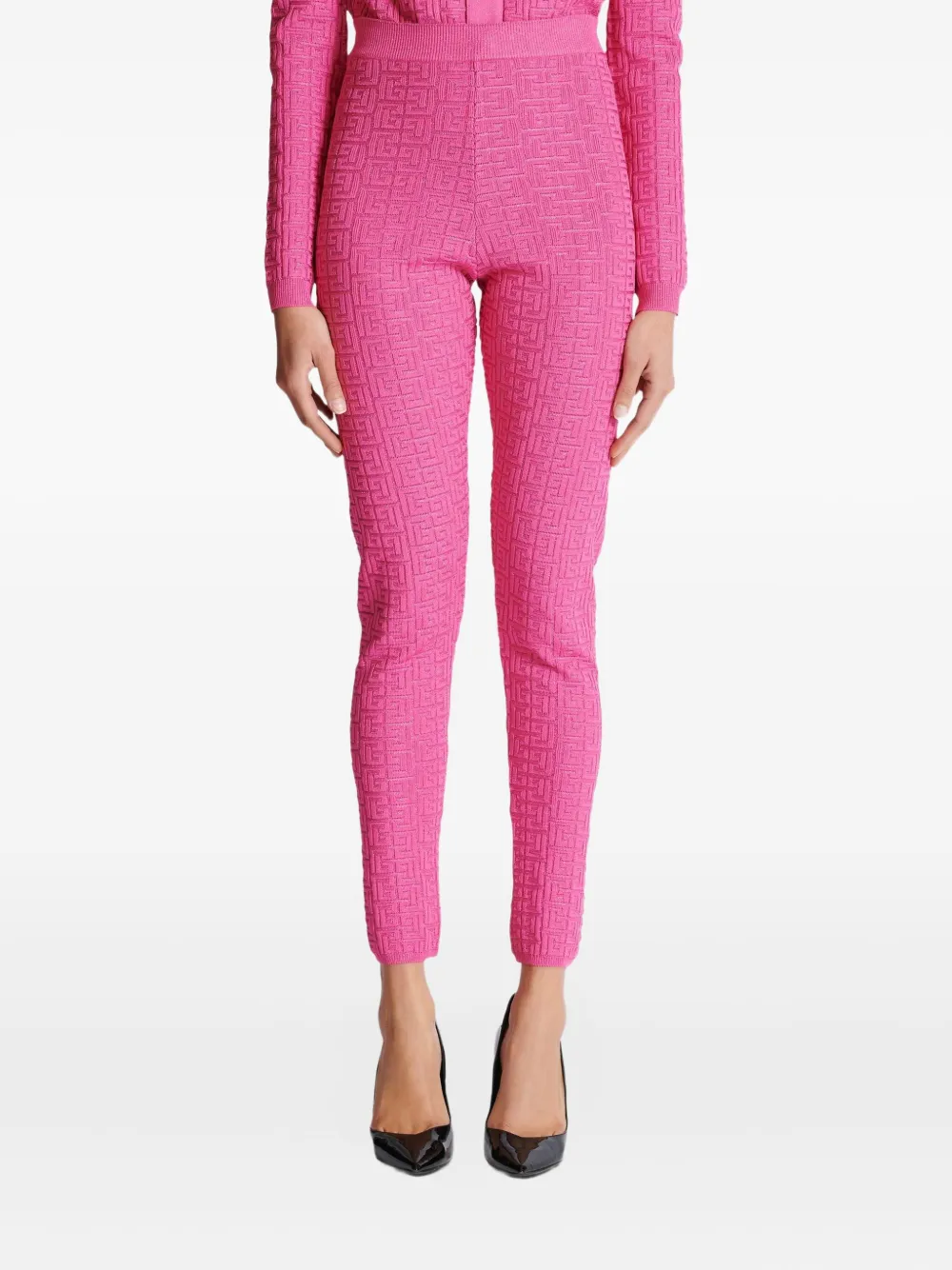 Balmain Legging met monogram-print Roze