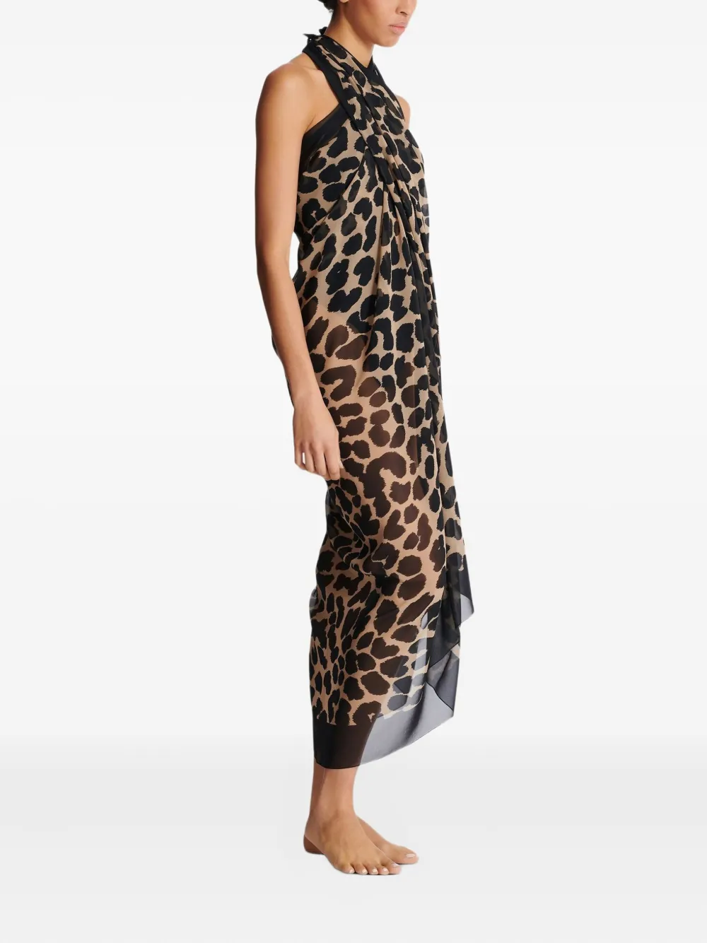 Balmain Strandtuniek met luipaardprint Bruin
