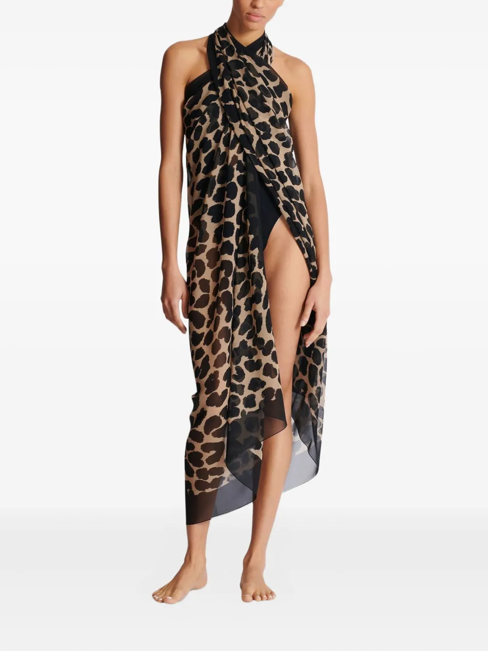 Balmain Strandtuniek met luipaardprint Bruin