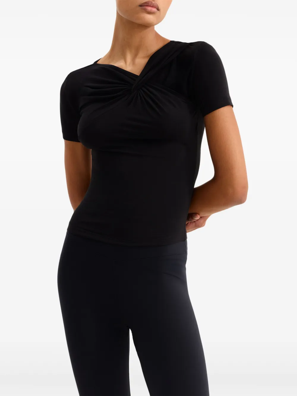 Eres Twist-detail Short-sleeve Top In Black