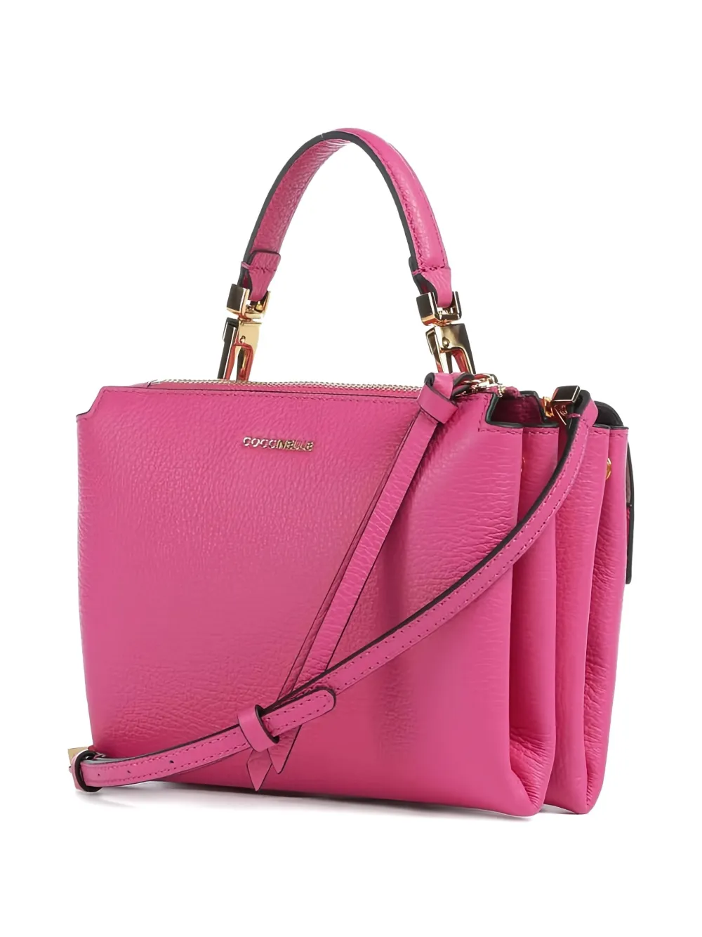 Coccinelle top-handle leather shoulder bag - Roze