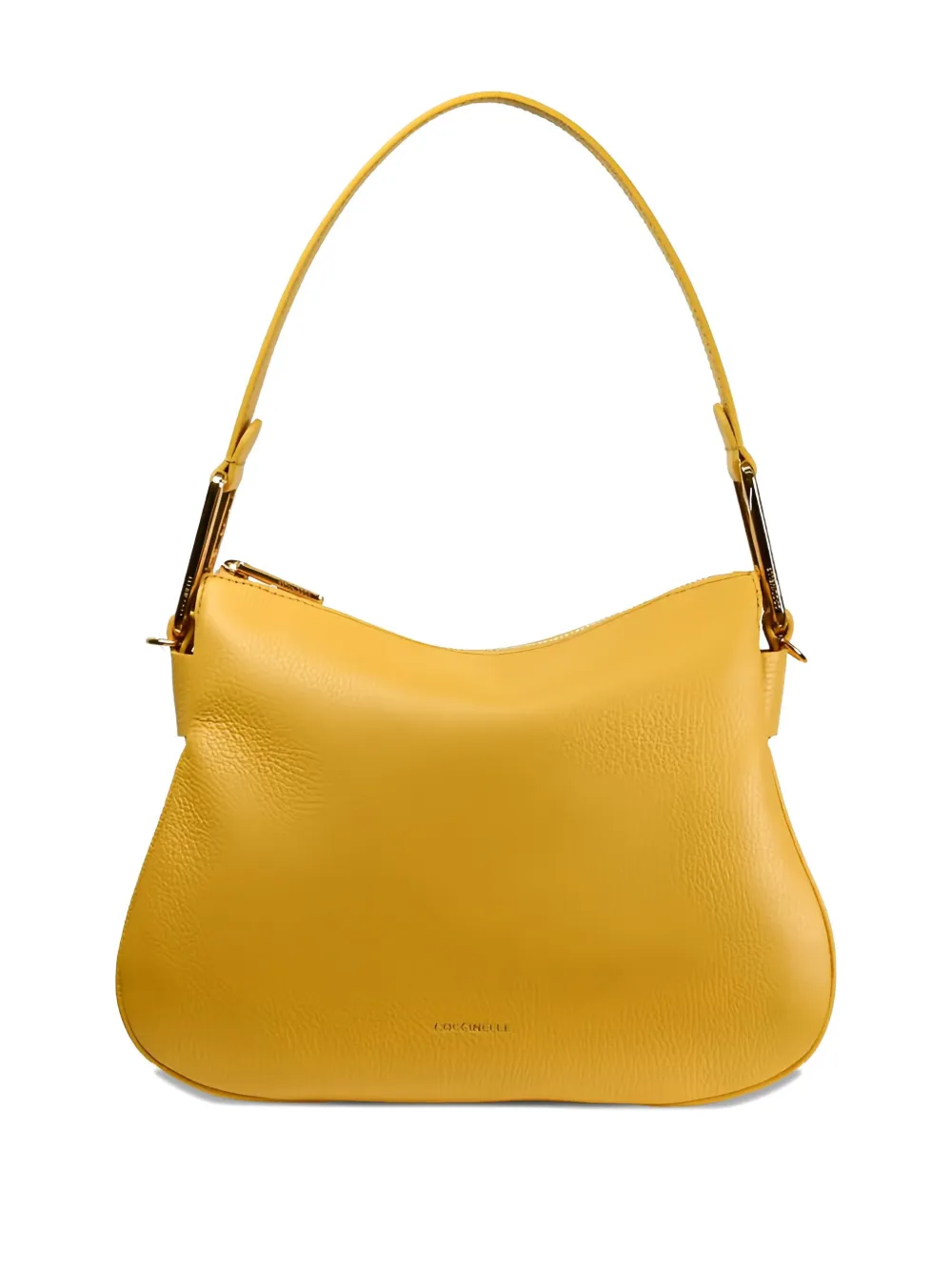 Coccinelle curved leather shoulder bag - Geel