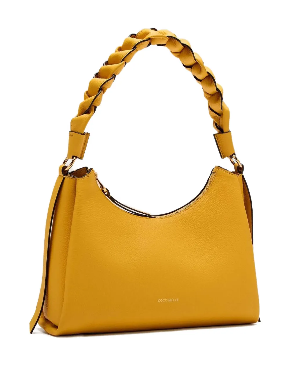 Coccinelle braided-handle leather shoulder bag - Geel