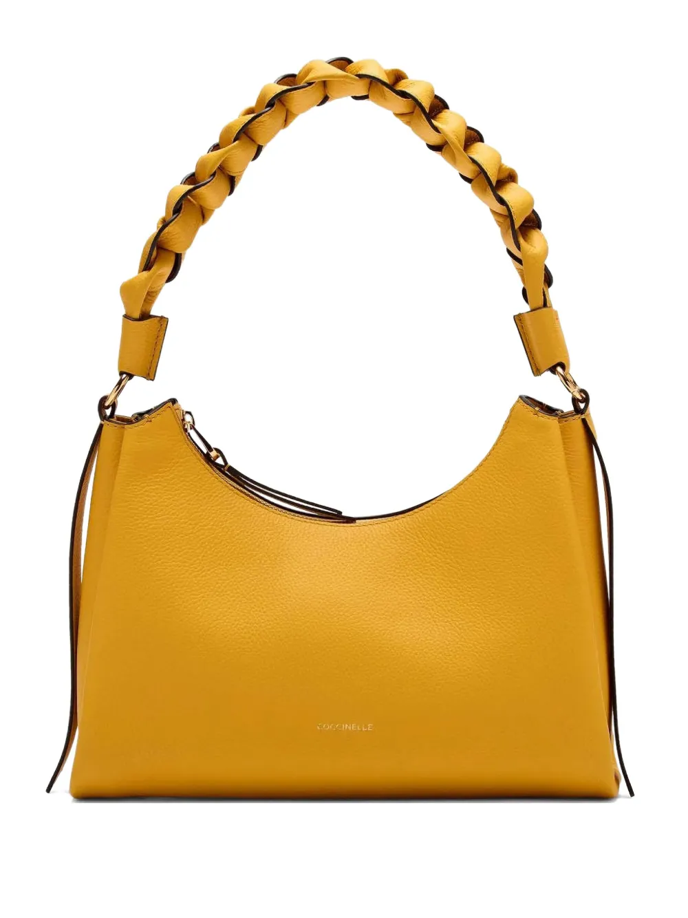 Coccinelle braided-handle leather shoulder bag - Yellow