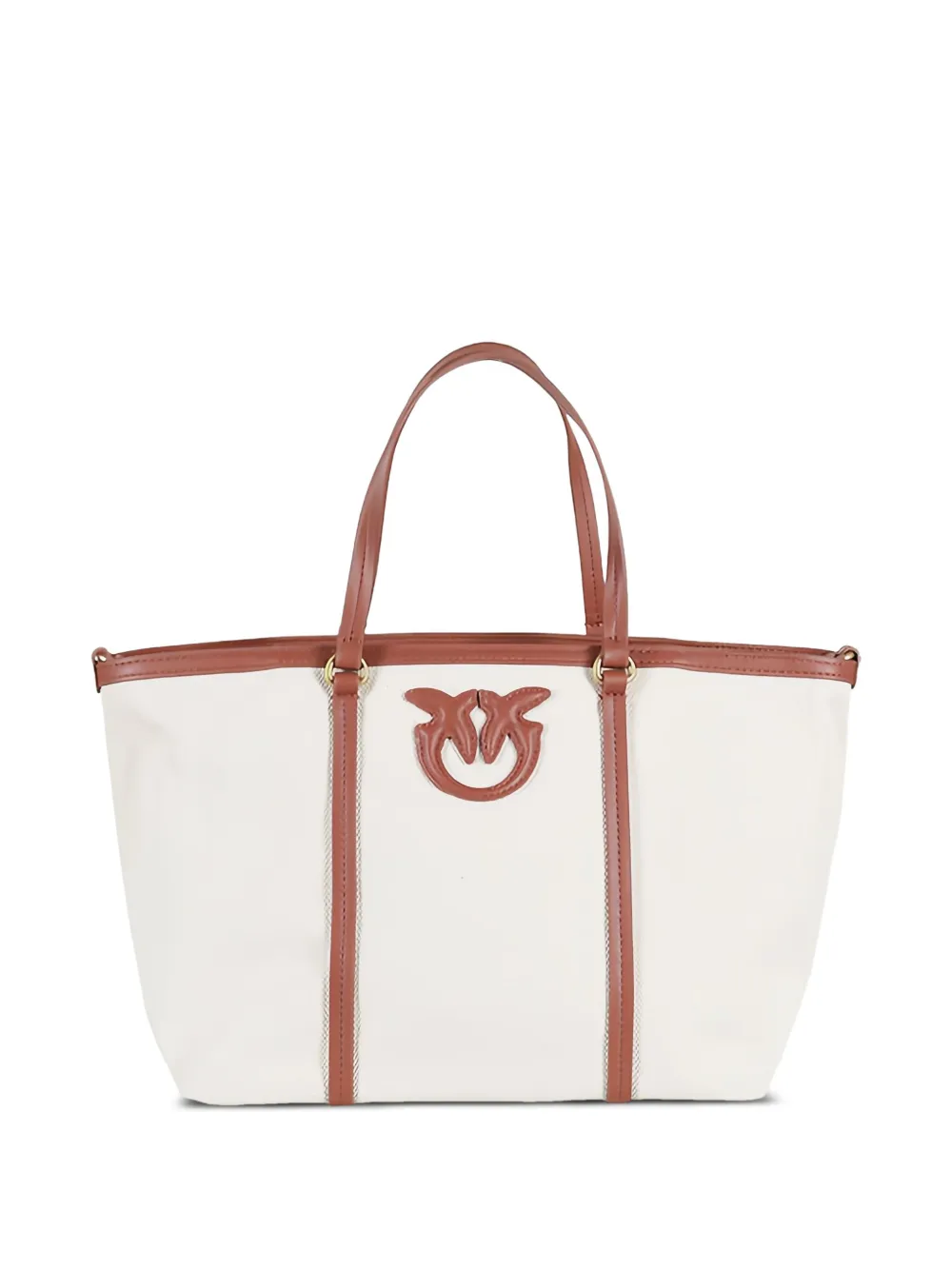 PINKO Miranda leather-trimmed canvas tote bag Beige