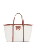 PINKO Miranda leather-trimmed canvas tote bag - Neutrals