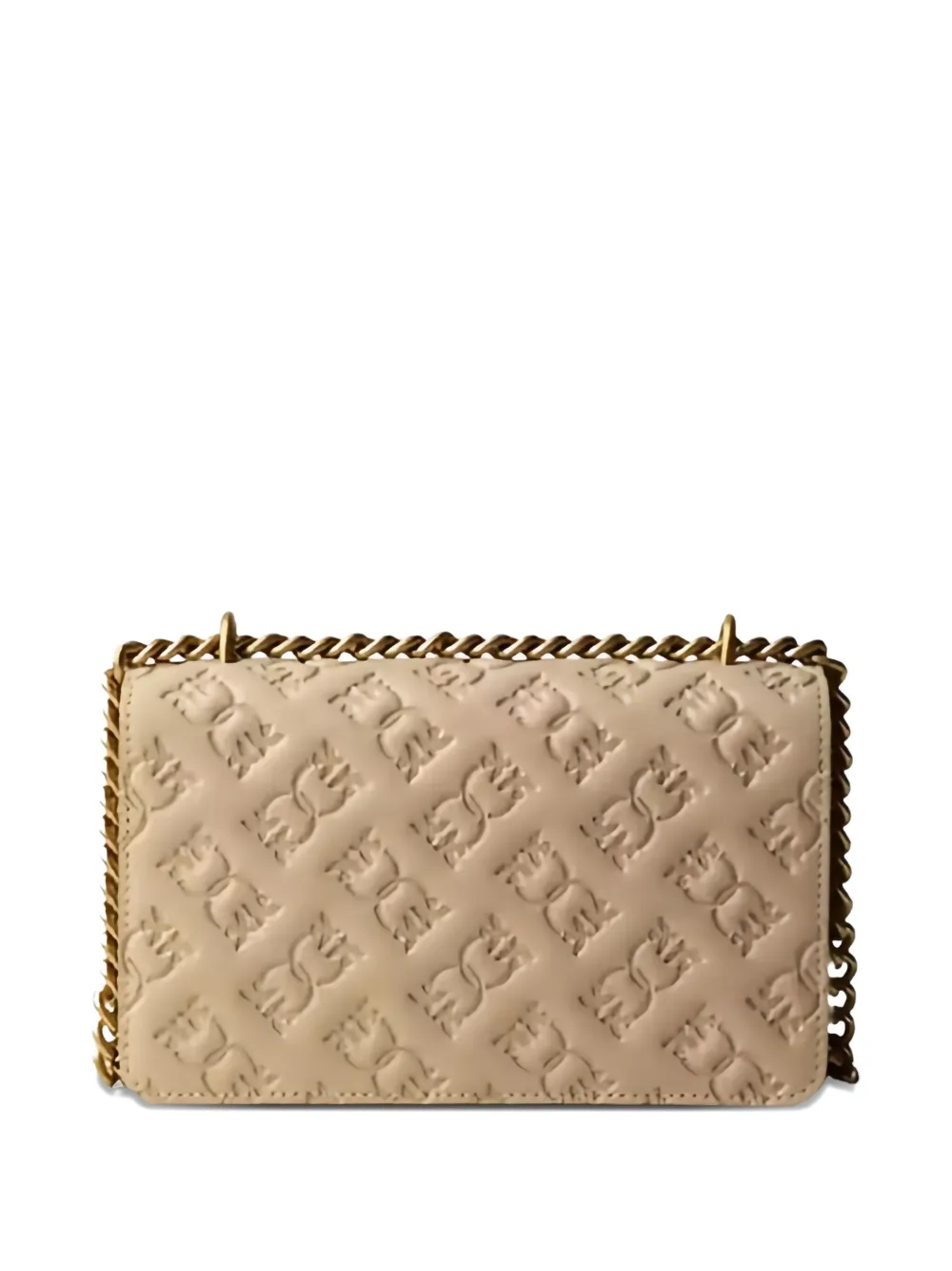 PINKO Love birds embossed-leather shoulder bag - Beige