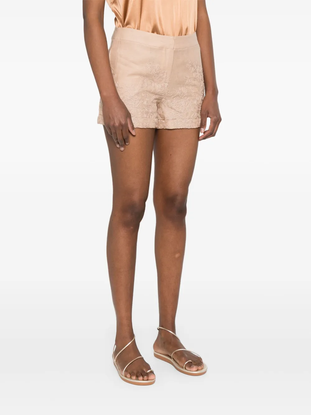 Ermanno Scervino Shorts met geborduurde bloemen Beige