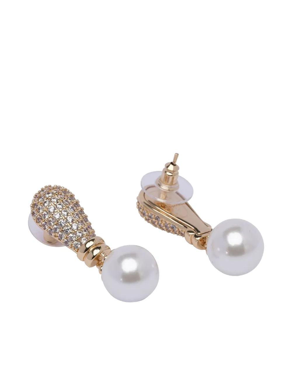 Self-Portrait crystal-embellished earrings - Beige