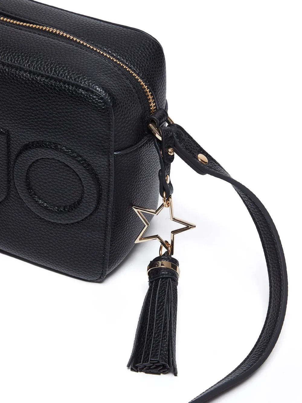 LIU JO Crossbodytas met logoplakkaat en kwastje Zwart