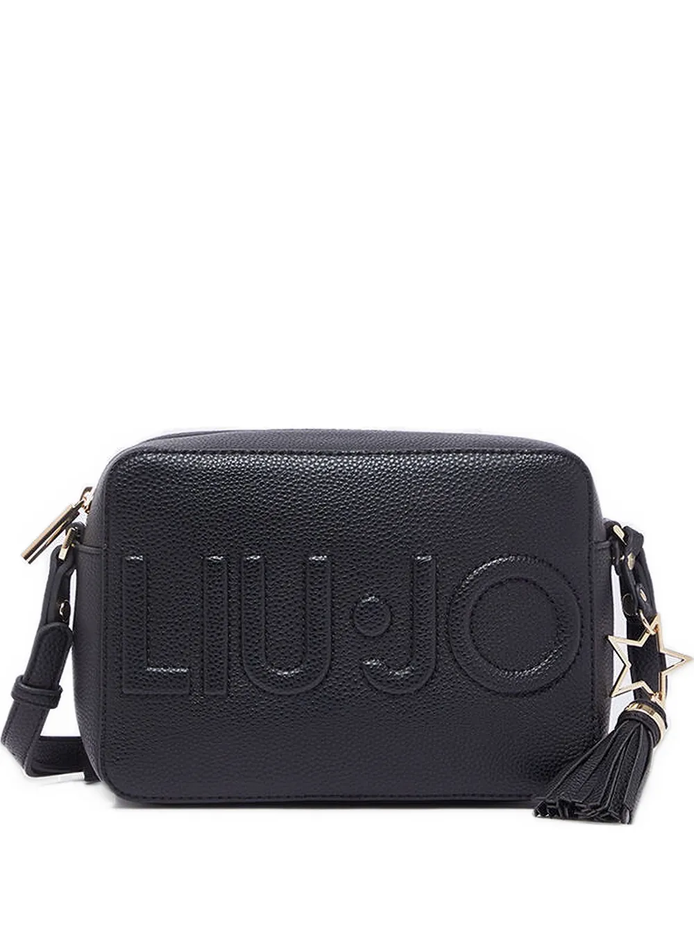 LIU JO Borsa a tracolla con placca logo e nappina - Nero