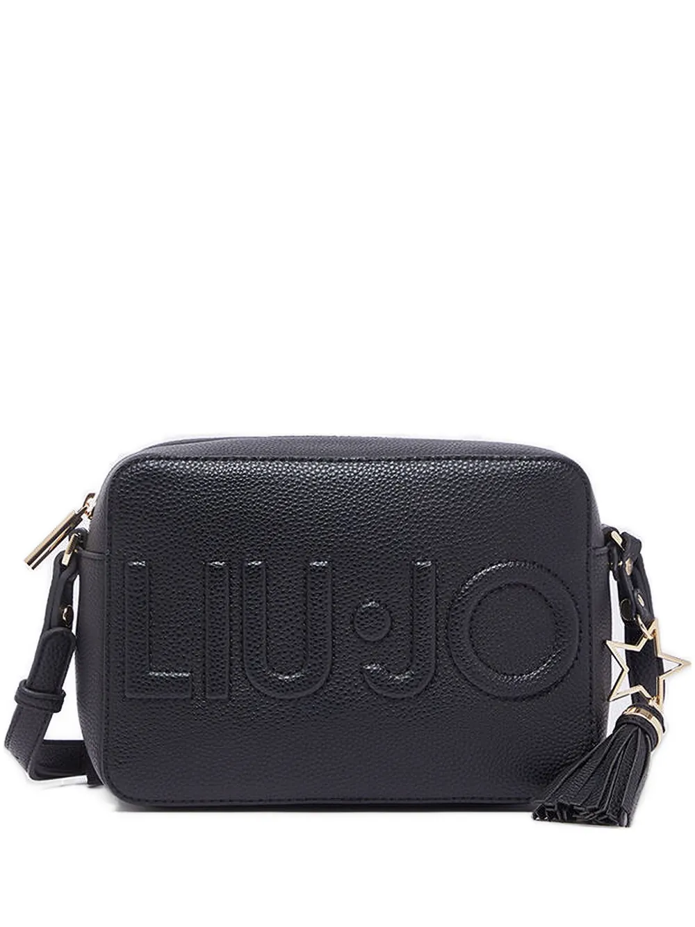 LIU JO Borsa a tracolla con placca logo e nappina - Nero