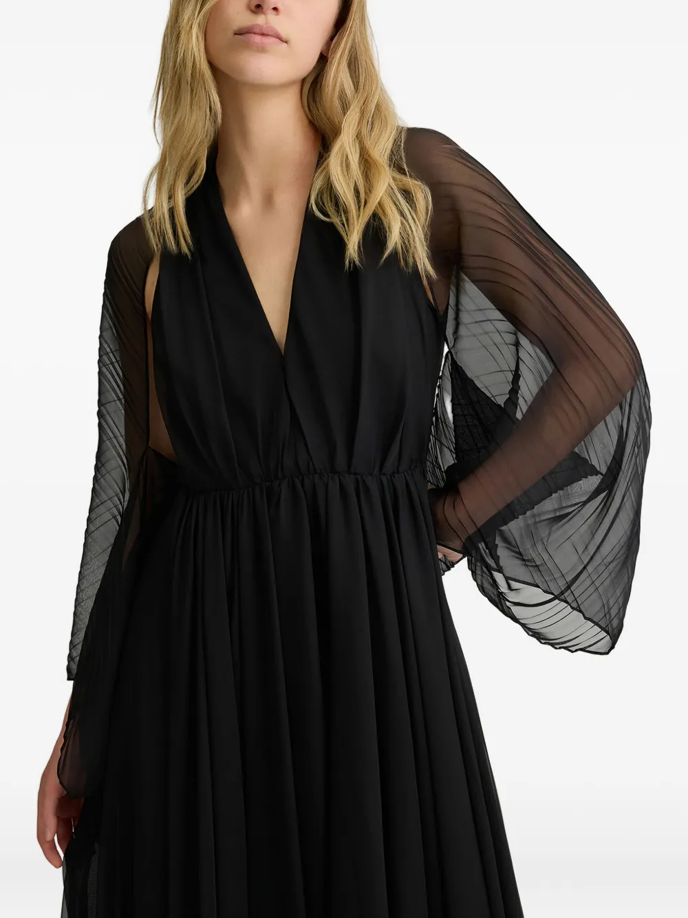 LIU JO pleated-sleeve cape Zwart
