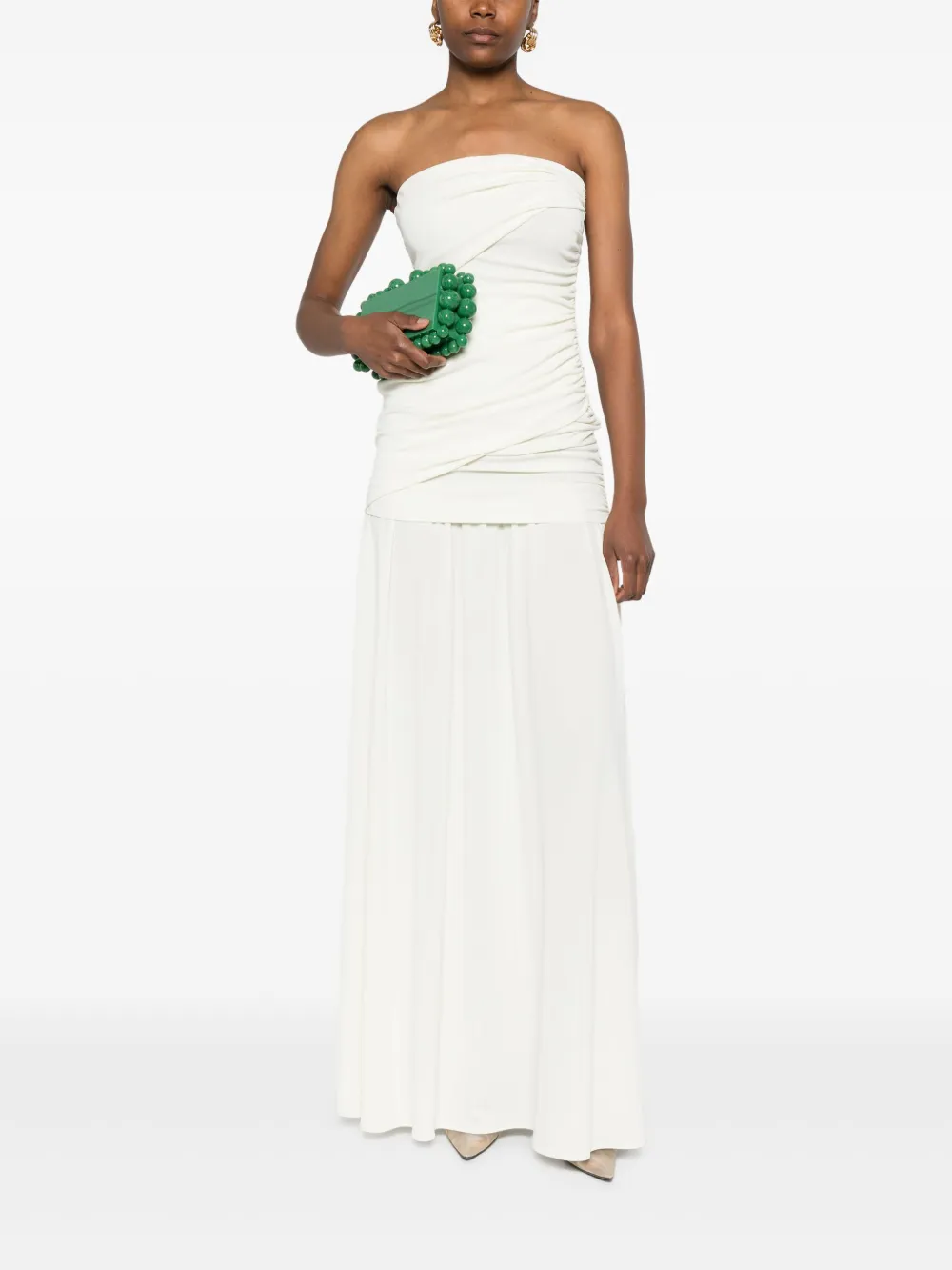 THE ANDAMANE Gedrapeerde maxi-jurk - Wit