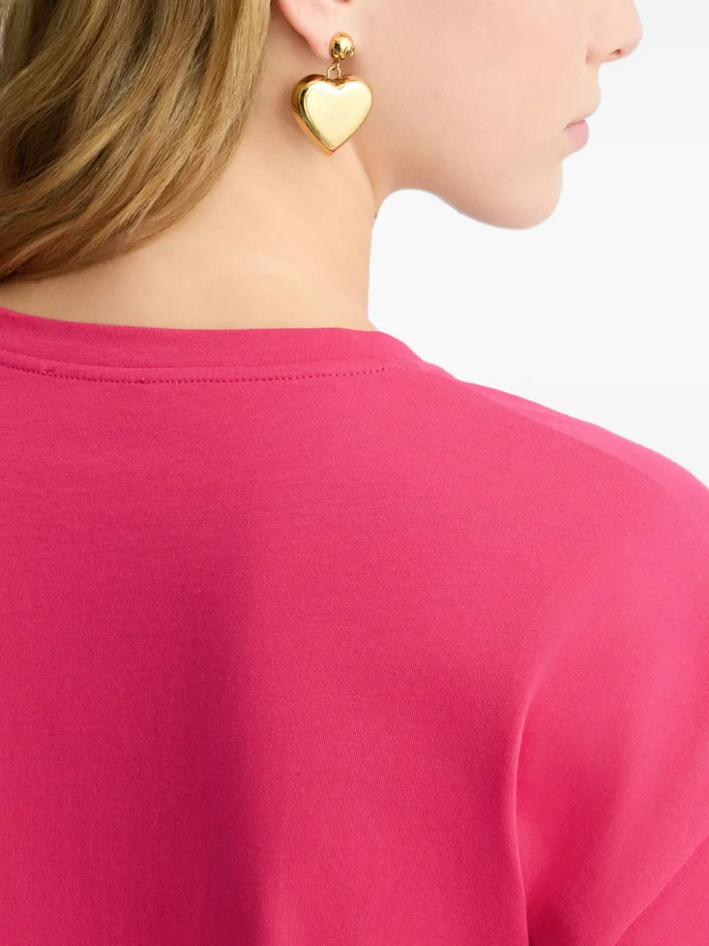 Liu •jo Sequin-strawberry V-neck T-shirt In Pink