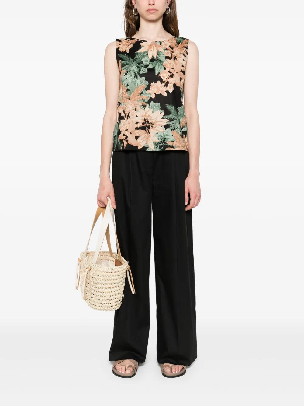Marella floral-print top - Zwart