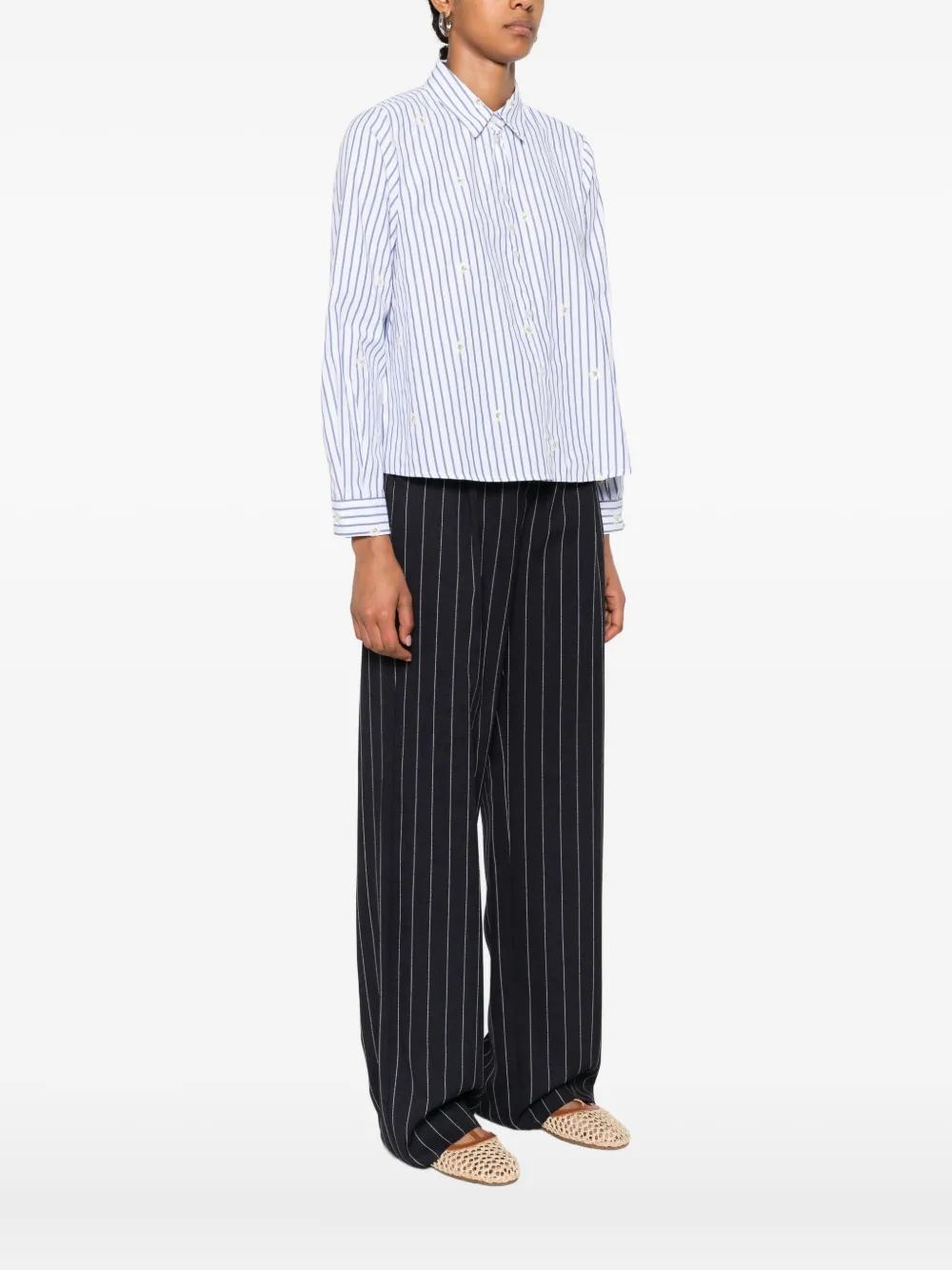 Marella striped embellished shirt Wit