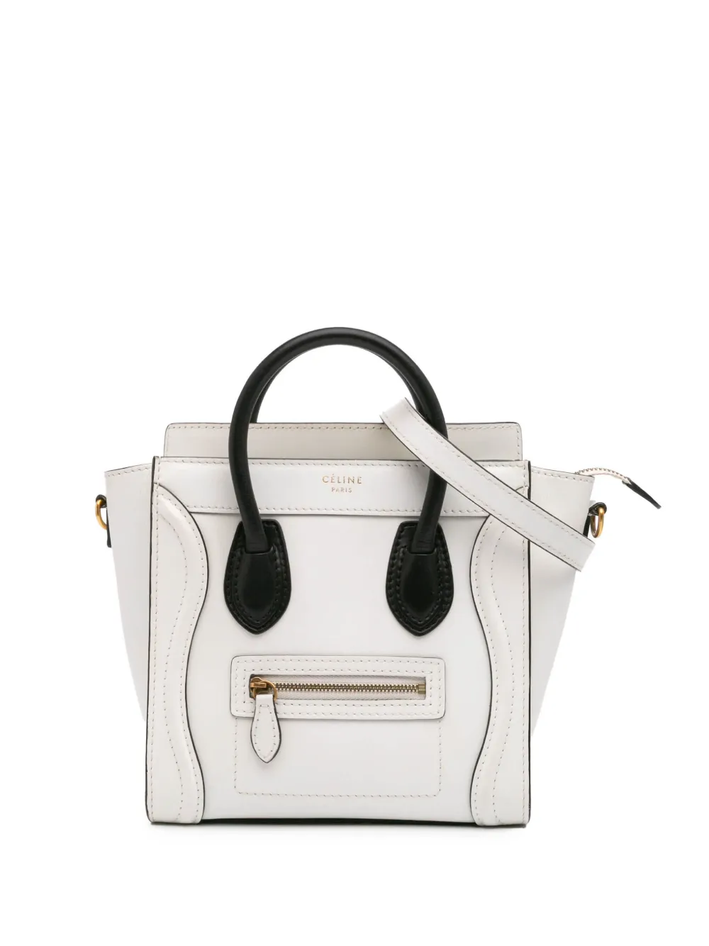 Céline Pre-Owned 2013 ナノ バイカラー レザー ラゲージ トート サッチェルバッグ - BLACK Céline Pre-Owned 2013 ナノ バイカラー レザー ラゲージ トート サッチェルバッグ - BLACK