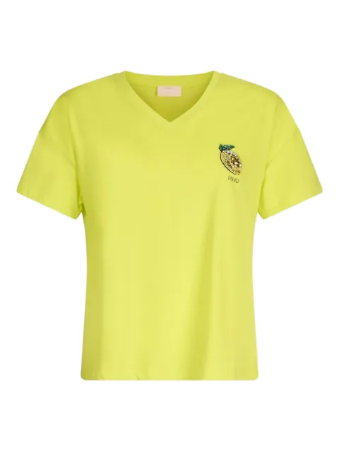 LIU JO lemon-embellished V-neck T-shirt