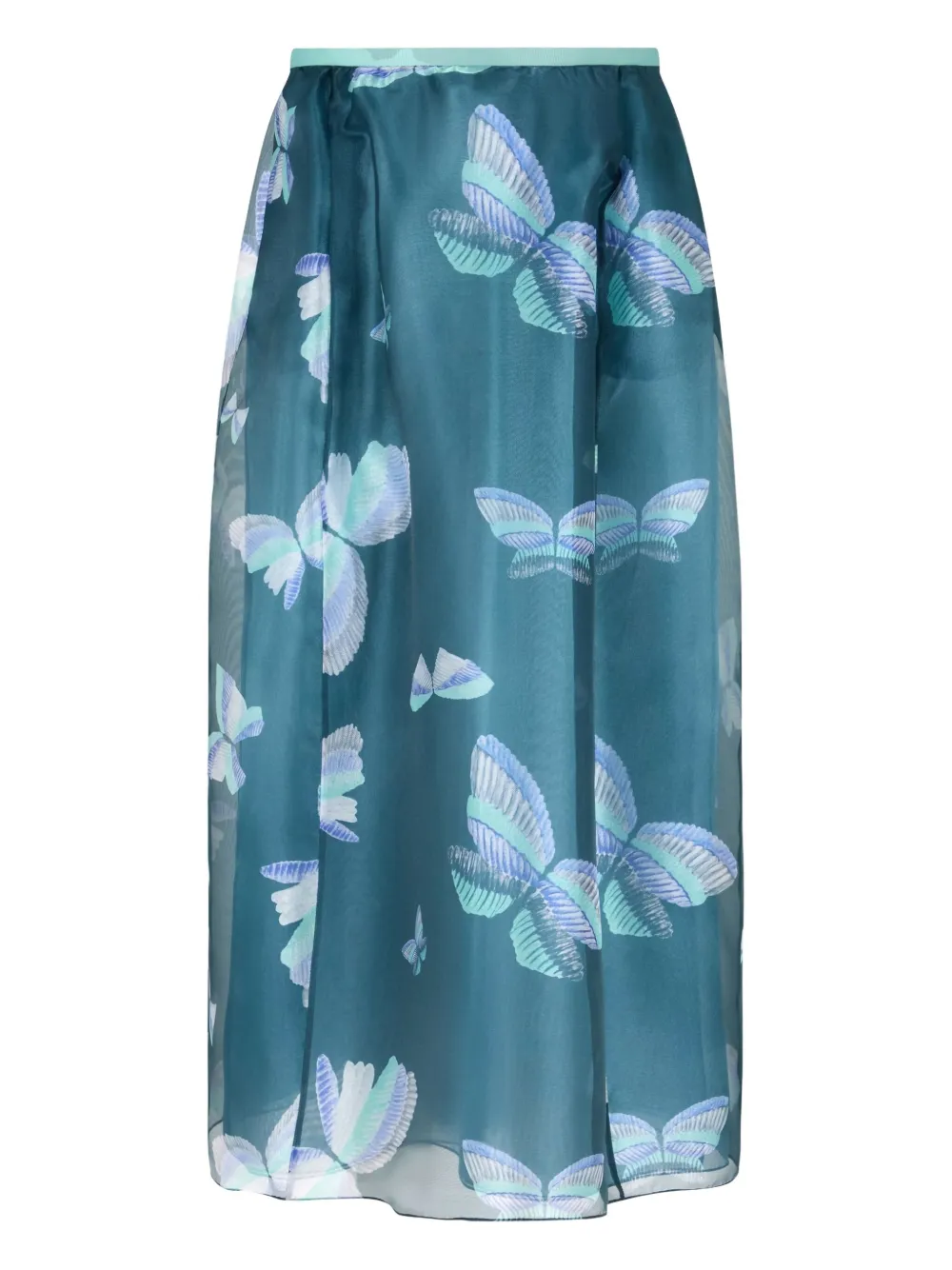Emporio Armani butterfly-print midi A-line skirt - ブルー Emporio Armani butterfly-print midi A-line skirt - ブルー