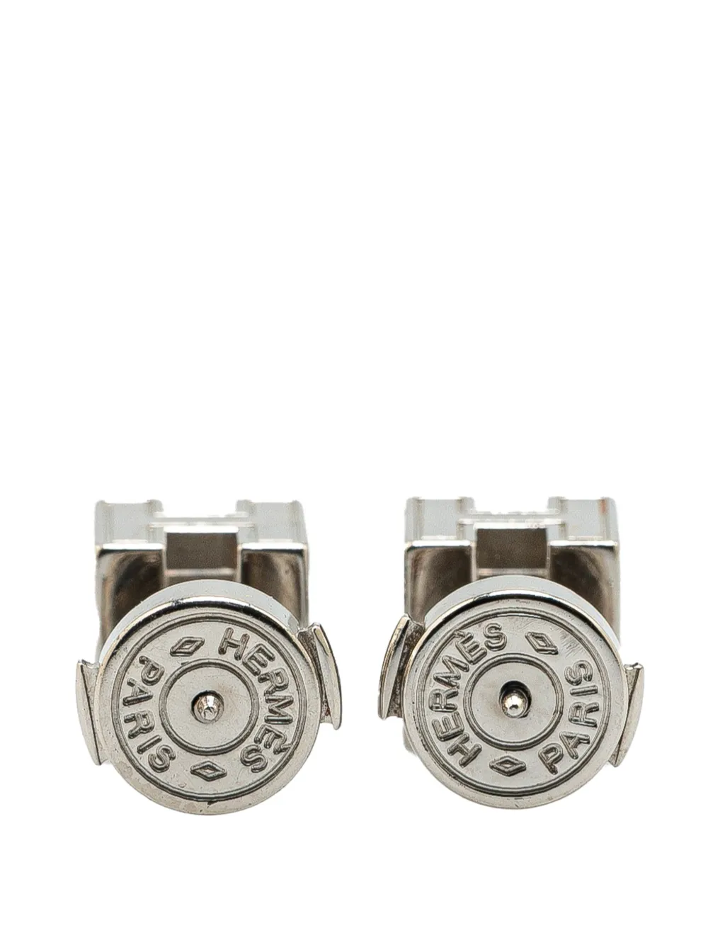 Hermès Pre-Owned 2000-2010 Palladium Plated Cage d'H Push Back Earrings costume earrings | Image 2