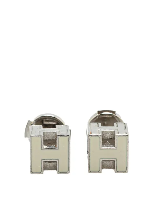 Hermès Pre-Owned 2000-2010 Palladium Plated Cage d'H Push Back Earrings costume earrings