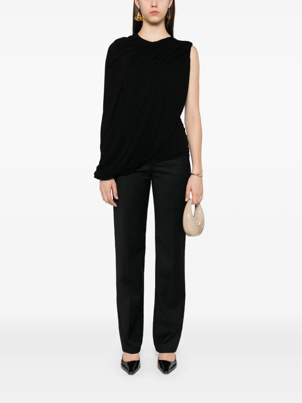 MANURI Lillies kasjmier blouse - Zwart