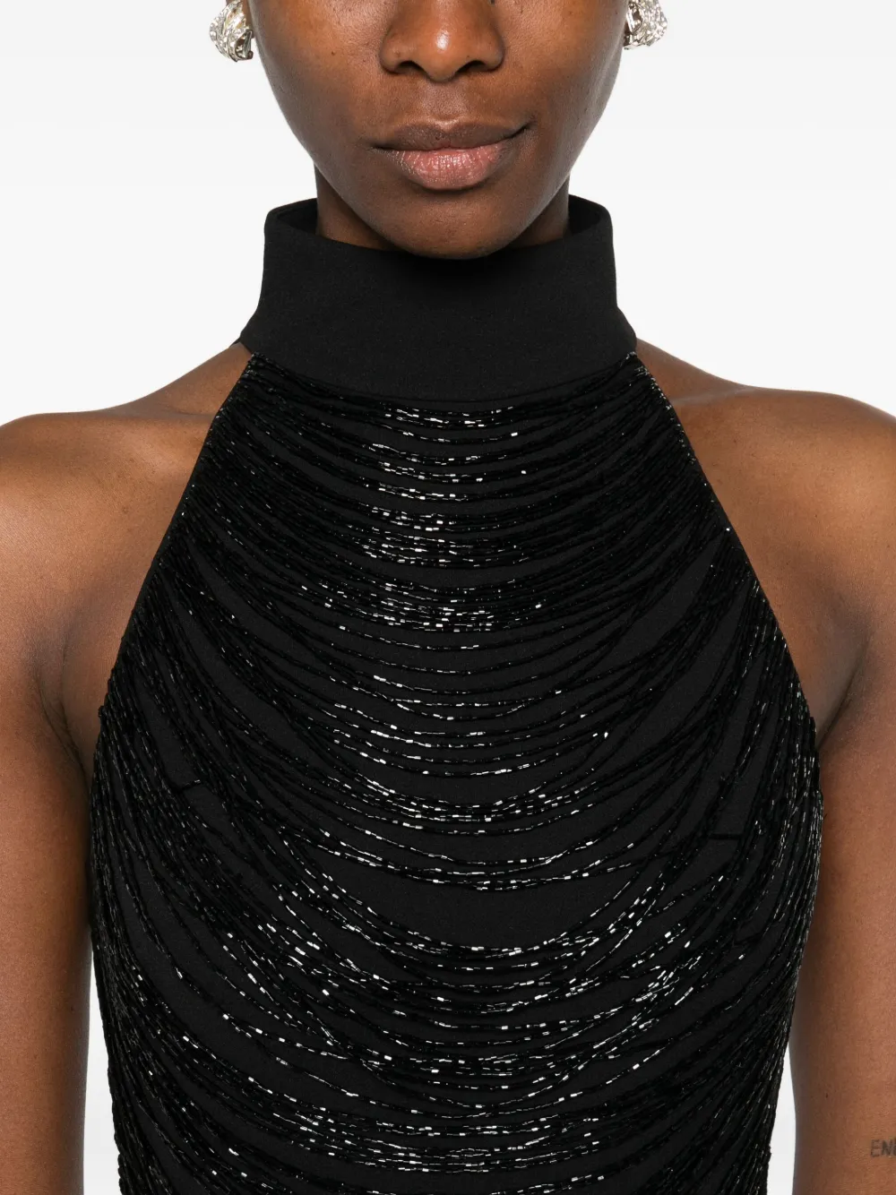 Solace London Portia verfraaide maxi-jurk met halternek Zwart