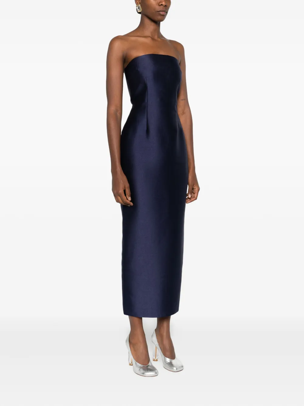 Solace London Midaxi strapless midi-jurk Blauw