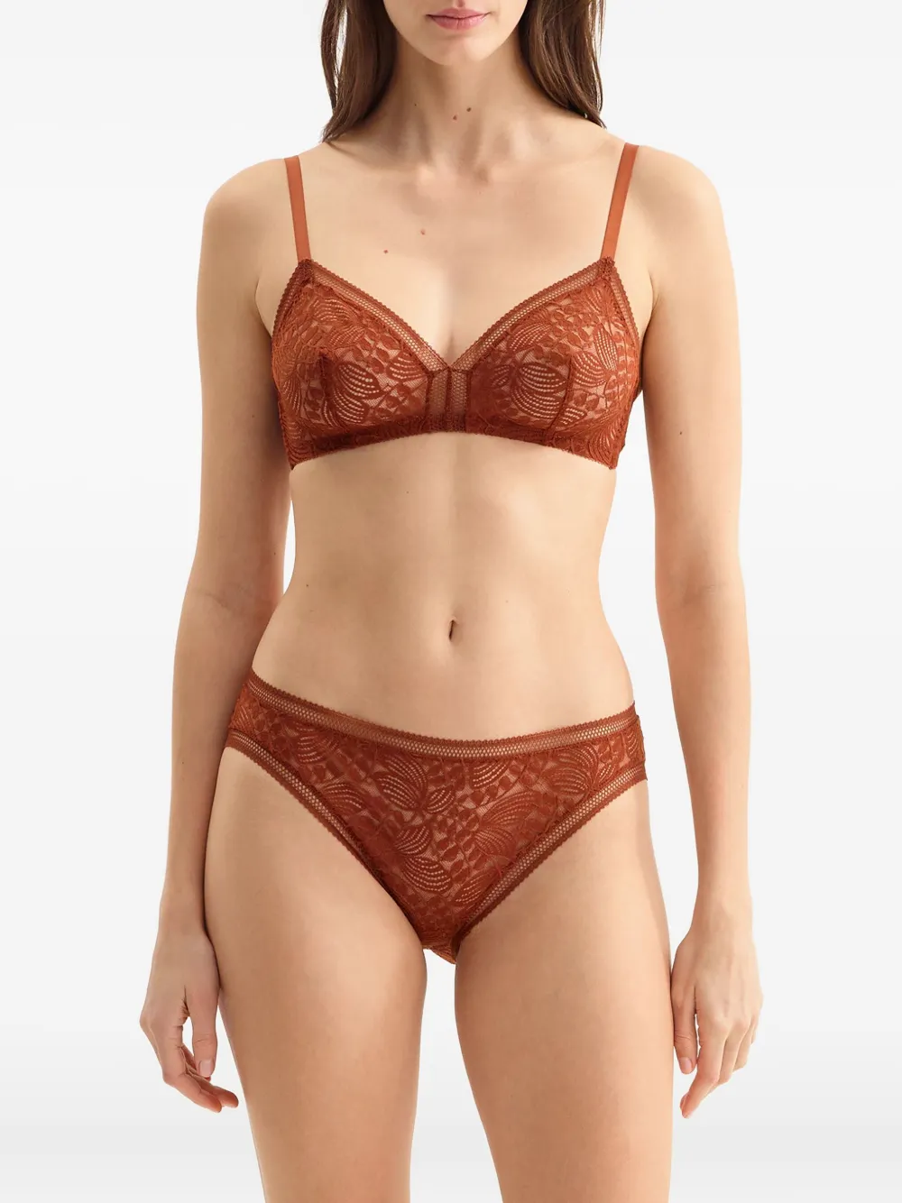 Eres Lace-pattern Briefs In Brown