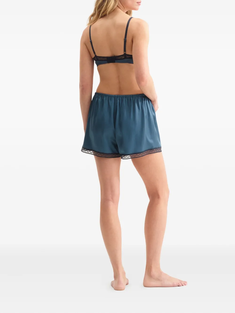 ERES Pretty zijden pyjamashorts met kanten afwerking Blauw