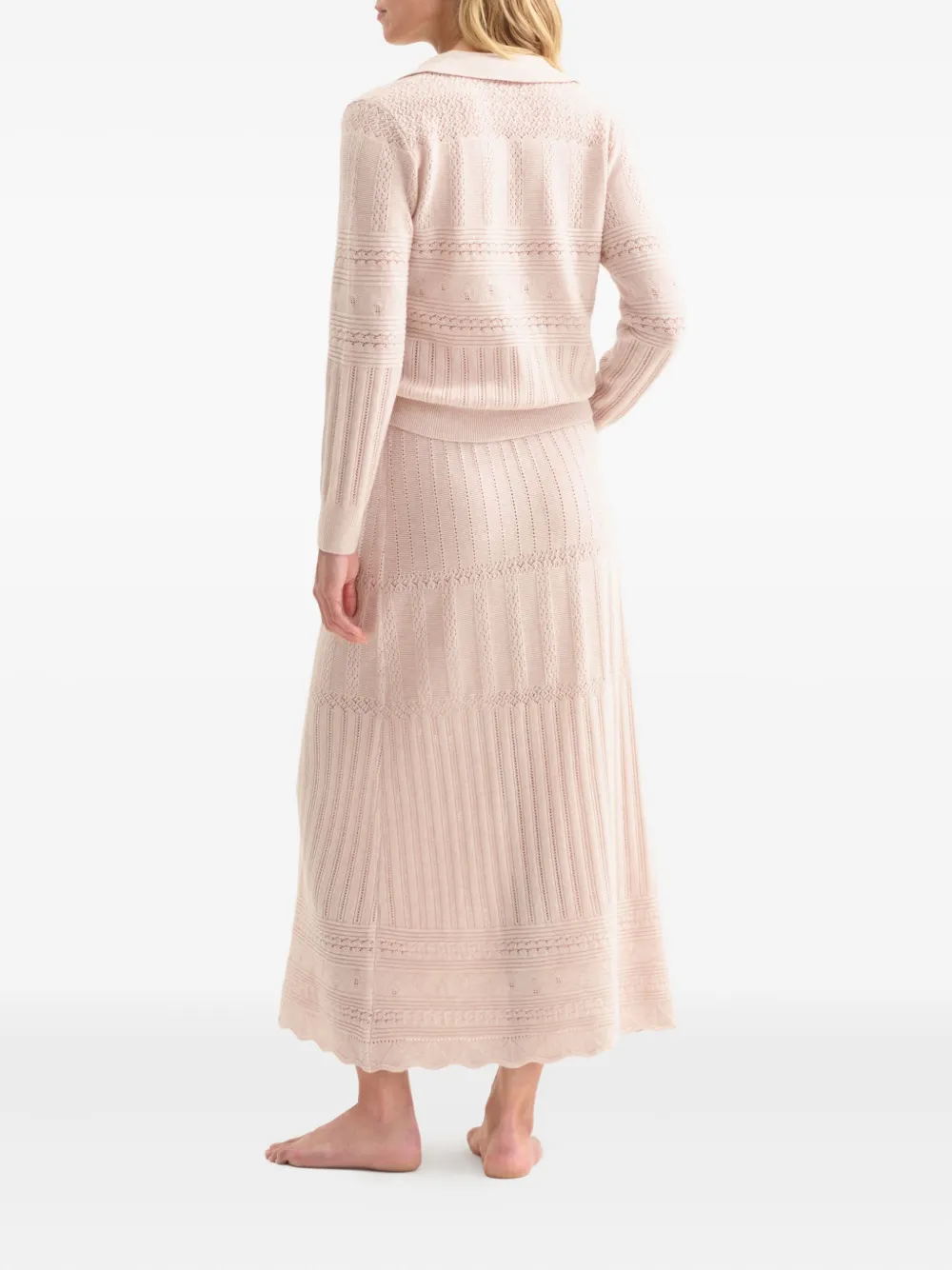 Eres Ribbed Scalloped Midi Skirt In Multi