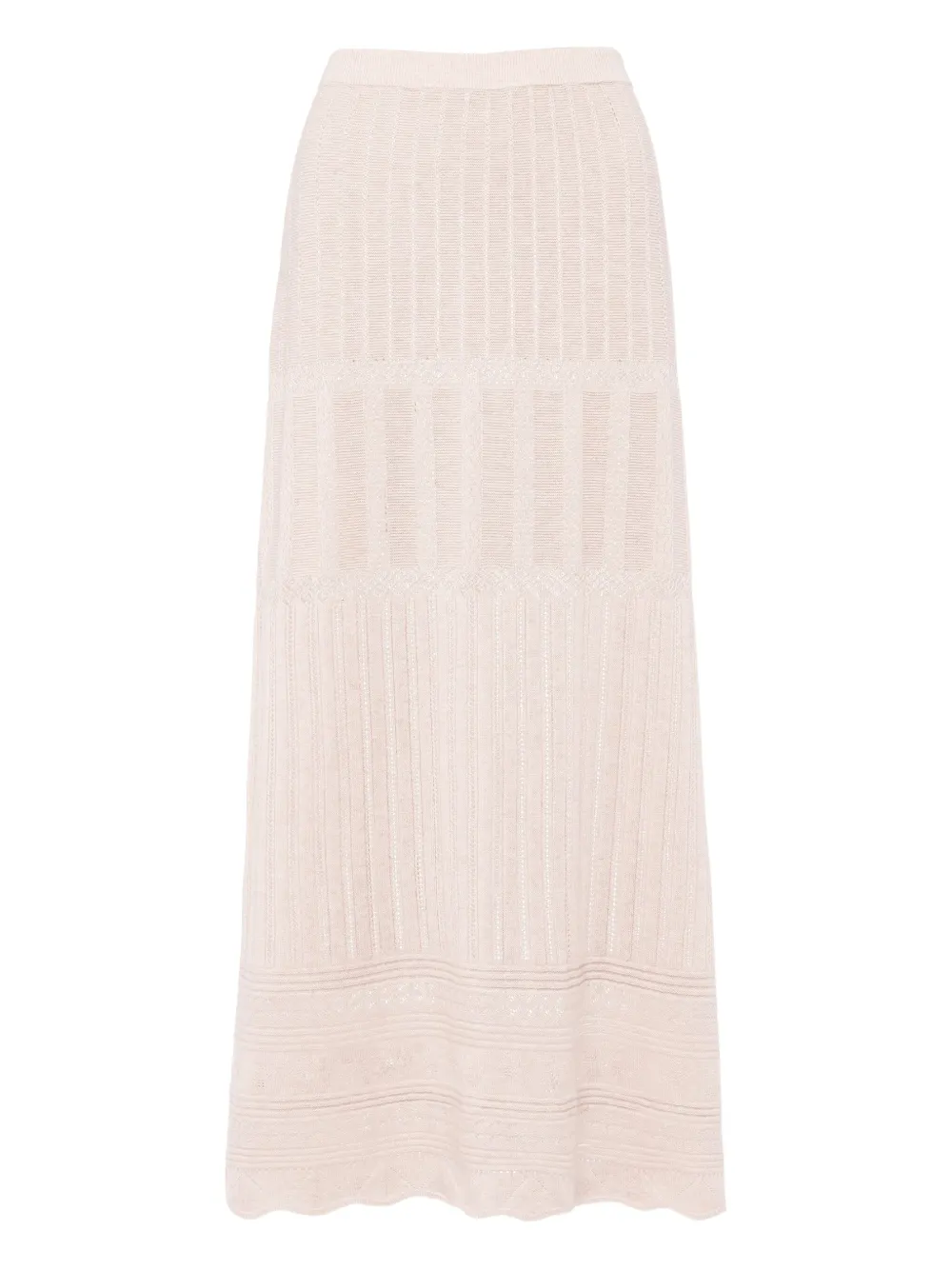 Eres Ribbed Scalloped Midi Skirt In Multi
