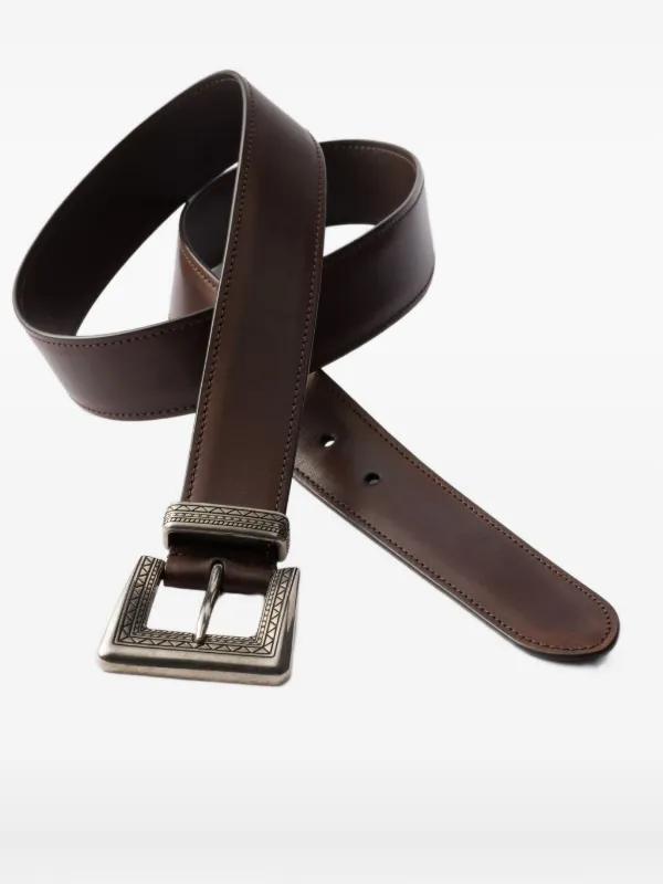 ファッション小物 PRADA プラダ レザーベルト ブラウン シルバー