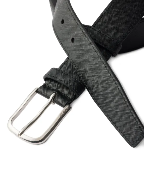 Prada Saffiano Leather Belt | Black | FARFETCH CA
