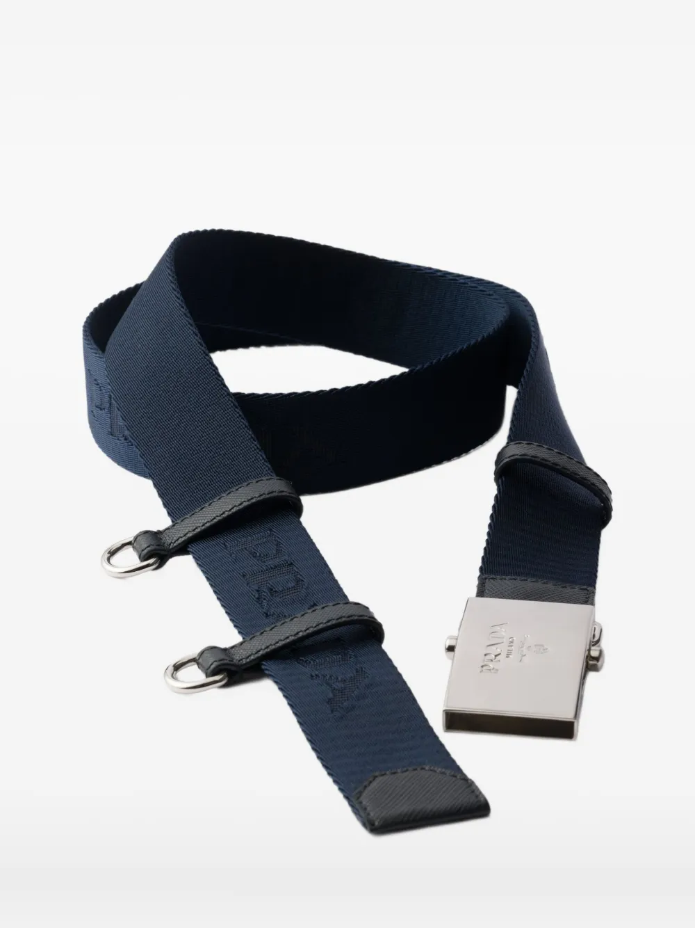 Prada logo-tape belt - Blauw