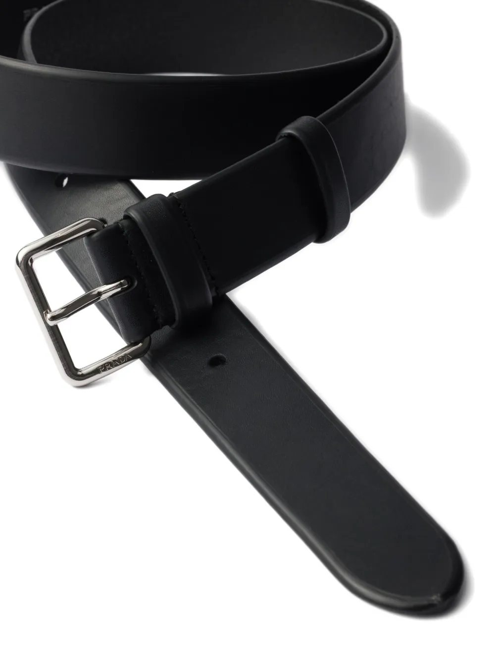 Prada leather buckle belt - Zwart