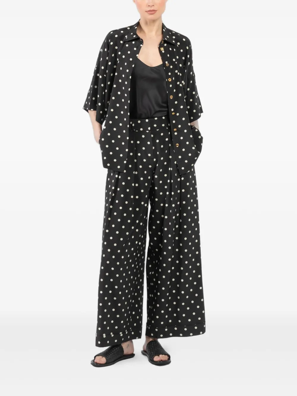 Françoise polka-dot palazzo pants - Zwart