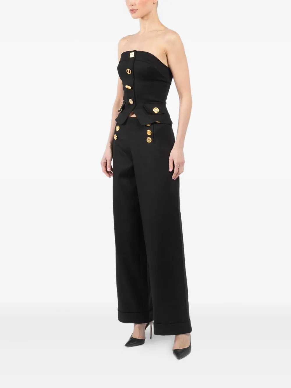 Françoise Strapless top met knopen Zwart