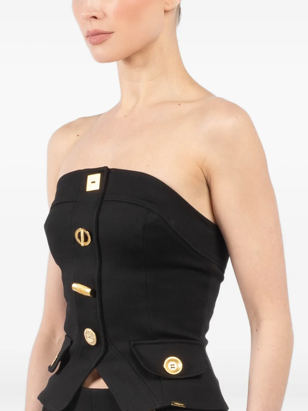 Françoise Strapless top met knopen Zwart